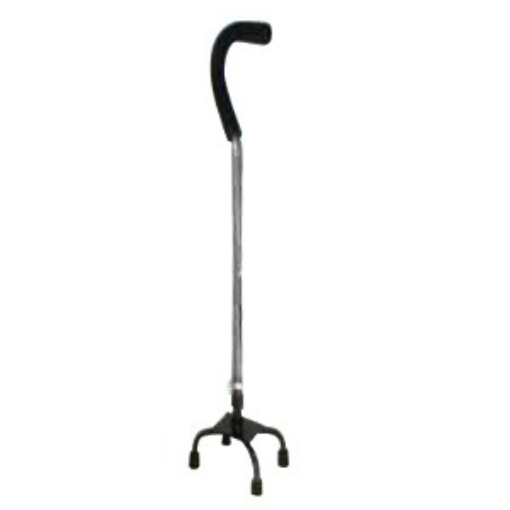 Baston De Aluminio 4 Apoyos Base Chica Mango Cuello De Ganso Plata