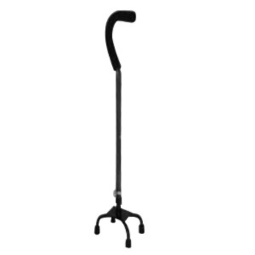 Baston De Aluminio 4 Apoyos Base Chica Mango Cuello De Ganso Negro