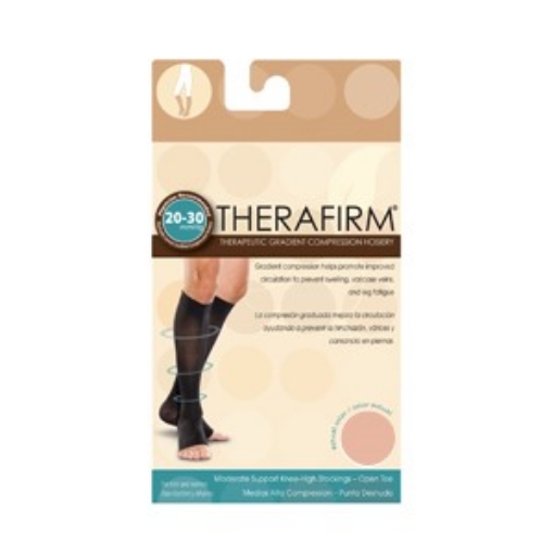 Media Therafirm Alta Compresion (20-30 Mmhg) Punta Desnuda Talla Grande Color Piel