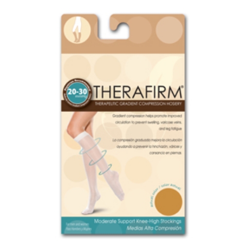 Media Therafirm Alta Compresion (20-30 Mmhg) Punta Cubierta Talla Chica Color Piel