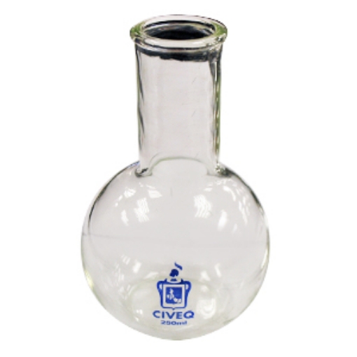 Matraz Redondo Fondo Plano Cuello Largo De 250 Ml