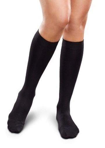 Calcetin Therafirm Mediana Compresion (15-20 Mmhg) Dama Modelo Sheer Color Negro Talla Grande