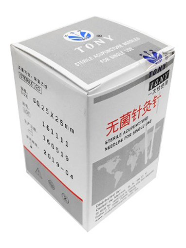 Agujas de Acupuntura Tony 25mm (1.0 pulgadas) Caja con 100 Piezas