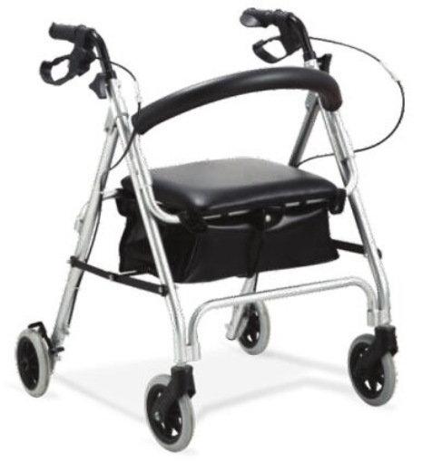 Andadera Rider De Aluminio Con Asiento, Freno De Mano Y Respaldo Desmontable Plata