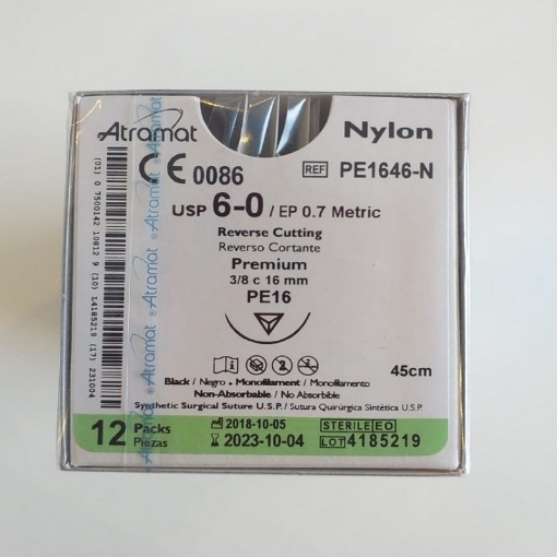 Sutura Atramat Nylon 6/0 Monofilamento Rev