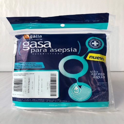 Gasa para Asepsia esterilizada 10cmX10cm Tipo IV 8 capas 24X20 Bolsa 10 pzas