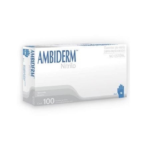 Guantes de Nitrilo text violeta Ambiderm Mediano caja con 100 piezas