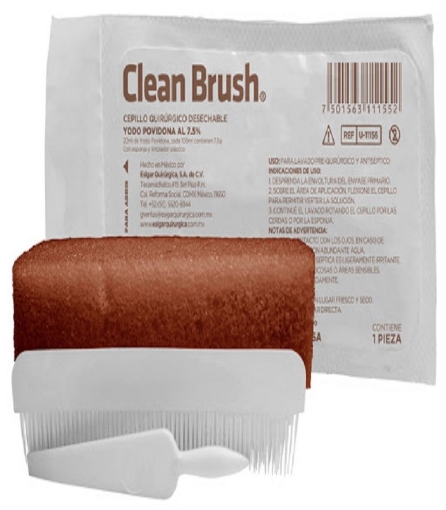 Cepillo Quirurgico Clean Brush Desechable Yodo Povidona al 7.5%