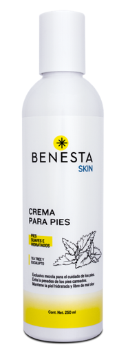 Crema para pies Benesta Skin con Tea tree y Eucalipto Botella 250gr