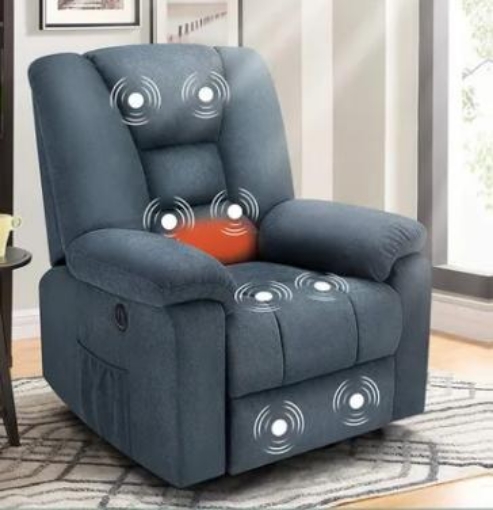 Sillon Reclinable Electrico Medstar con Masaje y Calefaccion, Tela Gris