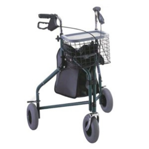 Andadera rollator Infinity de aluminio plegable con frenos en manubrio