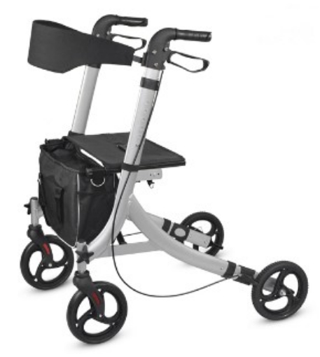 Andadera Rollator Infinity de Aluminio todo terreno, plegable, con asiento, Plata