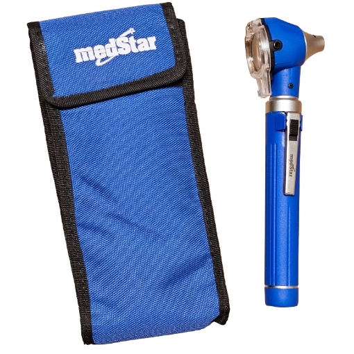Estuche de otoscopio mini medstar de fibra optica, azul