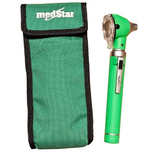 Estuche de otoscopio mini medstar de fibra optica, verde